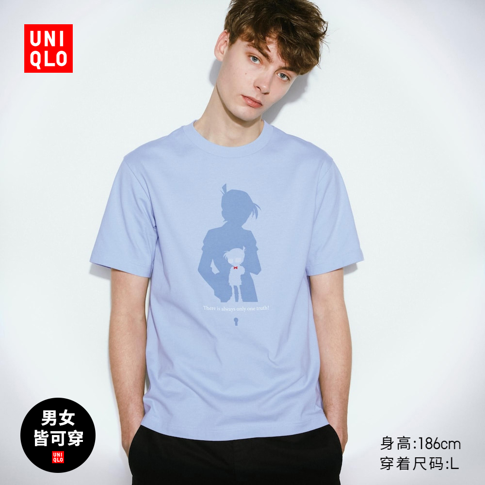 Uniqlo Detective Conan Co branded Mens/Women/(UT) ตัวละครใหม่พิมพ์เสื้อยืดแขนสั้น 462173