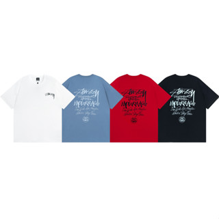 Stussy เสื้อยืด แขนสั้น ผ้าฝ้าย พิมพ์ลายกราฟฟิติ โลโก้ ขนาดใหญ่ แฟชั่นฤดูร้อน