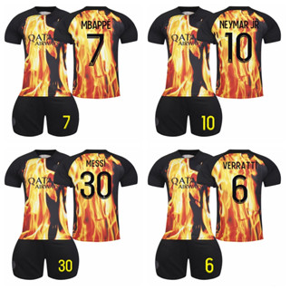 เสื้อกีฬาแขนสั้น ลายทีมชาติฟุตบอล PSG Paris Saint-Germain Messi Mbappe Neymar 2023-24 Season สําหรับเด็ก และผู้ใหญ่