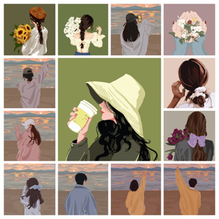 20*20 ซม. ภาพวาดสีน้ํามัน DIY/PBN/ระบายสีโดยตัวเลข/ผ้าใบมืออ…