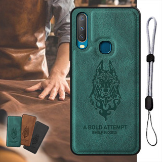 เคสหนังหรูหรา ลายหมาป่า พร้อมเชือกปรับได้ สําหรับ VIVO Y12 Y15 Y17