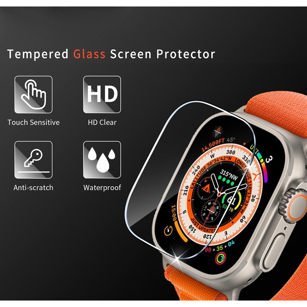 กระจกนิรภัยป้องกันหน้าจอเข้ากันได้สําหรับ Apple Watch 49mm Series Ultra 3/2/1