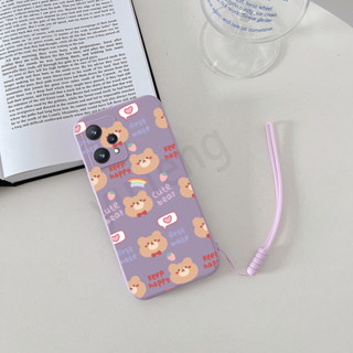 REALME 9 4G เคสโทรศัพท์มือถือ ซิลิโคนนิ่ม ลายการ์ตูน พร้อมสายคล้อง สีพื้น สําหรับ  REALME 9 4G case