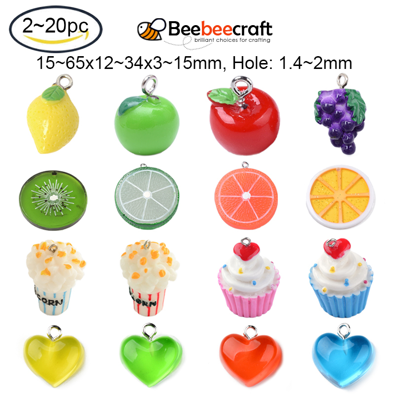 Beebeecraft จี้เรซิ่น 2-20 ชิ้น พร้อมสกรูเหล็กแพลตตินัม สําหรับทําเครื่องประดับ DIY