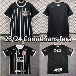 เสื้อกีฬาแขนสั้น ลายทีมชาติฟุตบอล Corinthians 23 24 ชุดเยือน สไตล์เรโทร สําหรับผู้ใหญ่