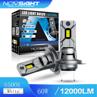 Novsight ไฟหน้ารถยนต์ LED N64 H7 1:1 60W 6500K 12000LM ขนาดเล็ก พร้อมพัดลม ไฟตัดหมอกฮาโลเจน