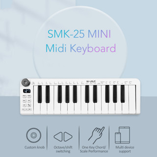 M-vave SMK-25mini MIDI คีย์บอร์ด 25 คีย์ 25 คีย์ ควบคุม MIDI USB ขนาดเล็ก แบบพกพา พร้อม 25 ความเร็ว 1 ลูกบิด