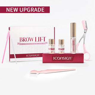 ICONSIGN ชุดเคลือบคิ้ว DIY Eye Brow Lift Perm สำหรับ Fuller Thicker Brows Eyebrow Trimmer แปรงคิ้ว