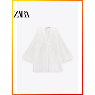 Zara ใหม่ เสื้อเชิ้ตยาว ปักลาย ทรงหลวม สําหรับผู้หญิง 3206943 250