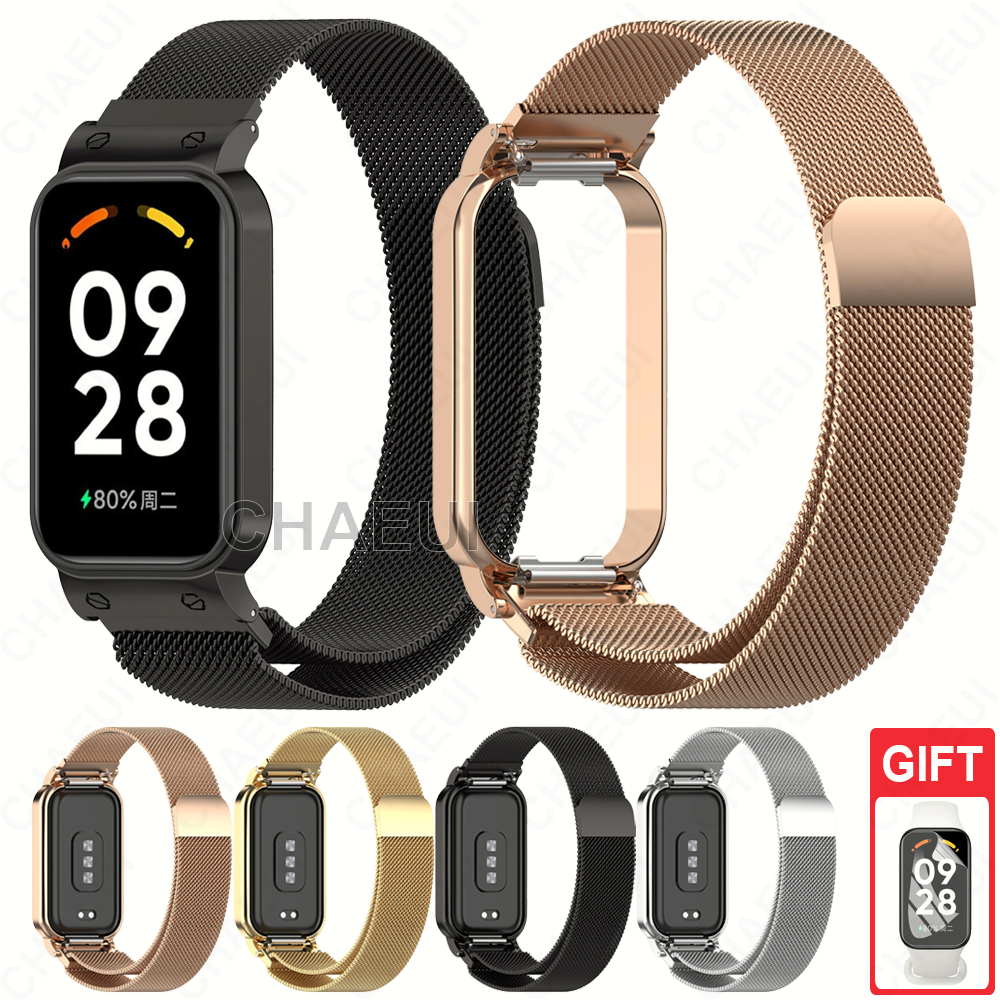 สร้อยข้อมือโลหะสายสแตนเลสสําหรับ Redmi Smart Band 2 3 / Xiaomi Smart Band 8 9 Active
