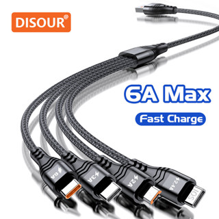 Disour 4 IN 1 สายชาร์จเร็ว 6A Max สําหรับ Micro Type-C 8Pin