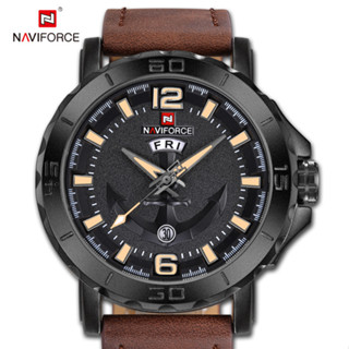 Naviforce 9122 นาฬิกาข้อมือควอตซ์แฟชั่น สายหนัง กันน้ํา สําหรับบุรุษ