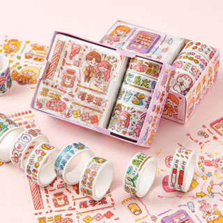 สติกเกอร์เทปกาว ลายธีม Kawaii PET Washi สําหรับตกแต่งสมุดโน้ต เครื่องเขียน DIY 1 ชุด