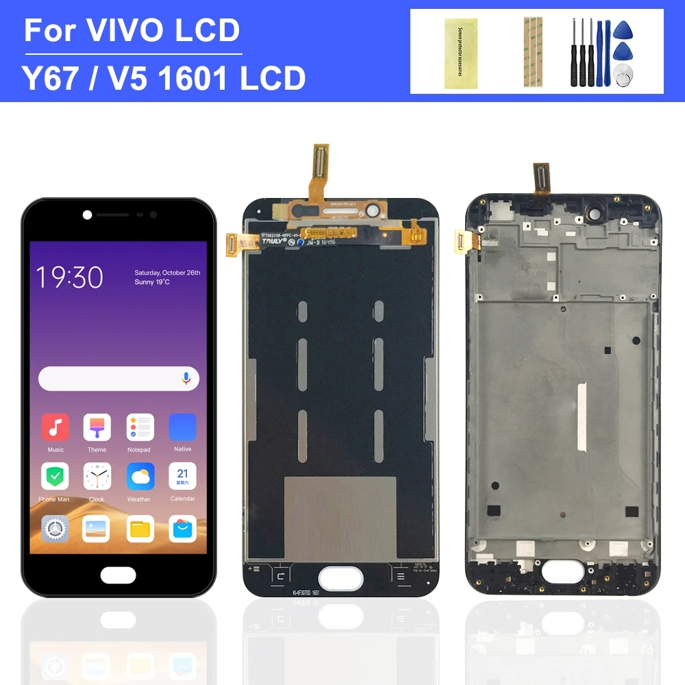 ชุดประกอบหน้าจอสัมผัสดิจิทัล LCD พร้อมกรอบ แบบเปลี่ยน สําหรับ VIVO Y67 Y67L VIVO V5 1601