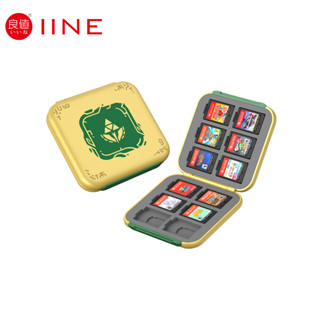 Iine กล่องตลับคาสเซ็ต 12 ใบ สีเขียว สีทอง สําหรับ Nintendo Switch Game Cards