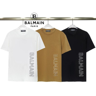 4628 BALMAIN ใหม่ เสื้อยืดลําลอง แฟชั่นสําหรับผู้ชาย ผู้หญิง แขนสั้น พิมพ์ลาย BALMAIN