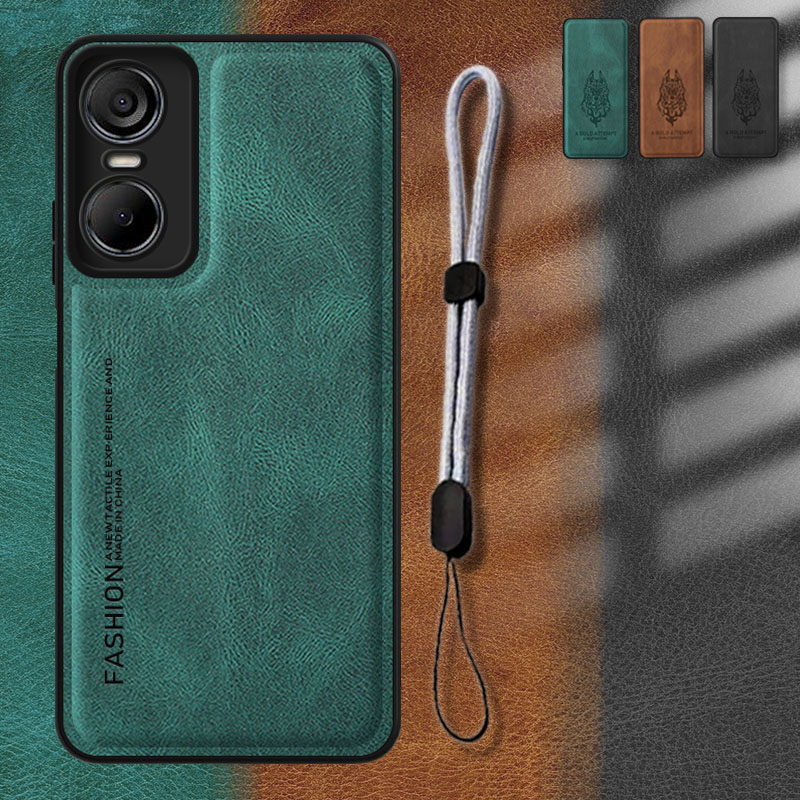 ซองหนังสําหรับ Tecno Pop 6 Pro Tecno BE8 พร้อมเชือกโทรศัพท์แบบปรับได้