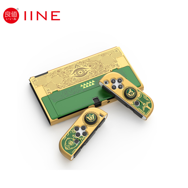 Iine เคสป้องกันคอนโซล OLED สีเขียว สีทอง สําหรับ Nintendo Switch OLED