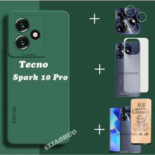 4in1 tecno Spark 10 Pro เคสโทรศัพท์ tecno Spark 10 Pro เคสโทรศัพท์ ซิลิโคนนิ่ม + ฟิล์มกระจกนิรภัย + ฟิล์มเลนส์ + ฝาครอบด้านหลัง