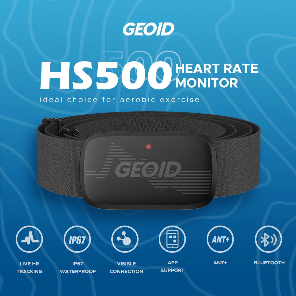 Geoid HS500 เครื่องตรวจจับอัตราการเต้นหัวใจ Mover บลูทู ธ ANT + เซนเซอร์พร้อมสายรัดหน้าอกจักรยาน