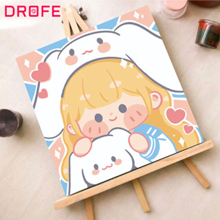 Drofe ภาพวาดระบายสีตามตัวเลข ลายการ์ตูน Sanrio Melody ขนาดเล็ก 20x20 ซม. DIY สําหรับเด็ก