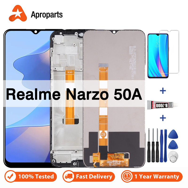 อะไหล่หน้าจอสัมผัสดิจิทัล LCD พร้อมกรอบ แบบเปลี่ยน สําหรับ OPPO Realme Narzo 50A RMX3430