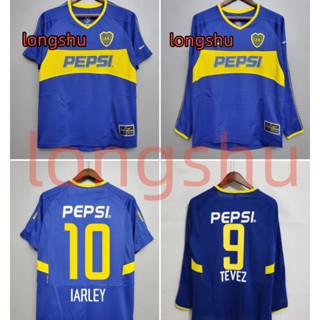 เสื้อกีฬาแขนสั้น ลายทีมชาติฟุตบอล Boca Juniors 03-04 ชุดเหย้า สไตล์เรโทร ไซซ์ S-XXL