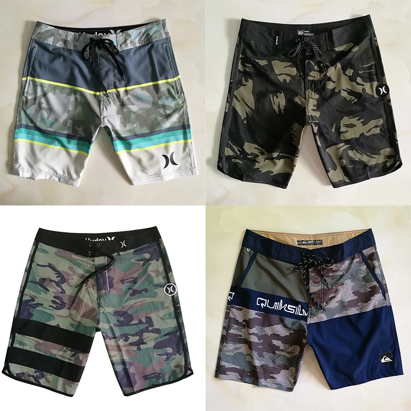 กางเกงขาสั้น Hurley ยืดหยุ่น 4 ทิศทาง ลายพราง สีเขียวทหาร