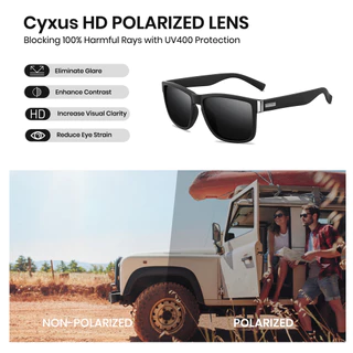 Cyxus Uv400 แว่นตากันแดด เลนส์โพลาไรซ์ ป้องกันแสงสะท้อน ทรงสี่เหลี่ยม 1059