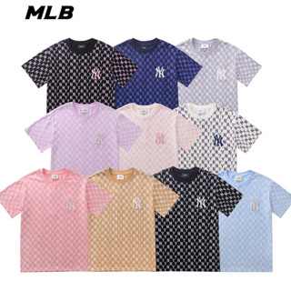 ❤❤ ใหม่ MLB เสื้อยืดลําลอง แขนสั้น ผ้าฝ้าย ปักลาย NY สําหรับผู้หญิง