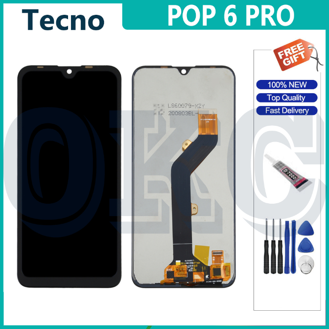 สําหรับ Tecno Pop 6 Pro จอแสดงผล LCD Touch Screen Digitizer ชุดประกอบ BE8 BE8i อะไหล่ทดแทน LCD