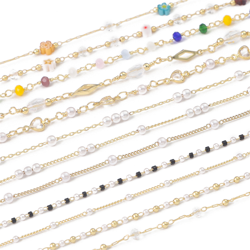 สายโซ่ทองแดง ทอง 14k แฮนด์เมด ขนาด 50 ซม. สําหรับทําเครื่องประดับ DIY