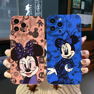 เคสโทรศัพท์มือถือกระจก ขอบสี่เหลี่ยม ลายมิกกี้ มินนี่เมาส์ สําหรับ iPhone 14 Plus 13 Pro Max 12 iPhone 11 XR 8 7 SE 2022