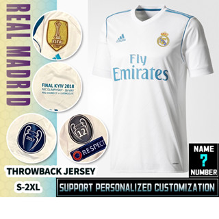 ร. เสื้อกีฬาแขนสั้น ลายทีมชาติฟุตบอล Madrid 17-18 Player Edition ชุดเหย้า สไตล์วินเทจ ไซซ์ S-2XL