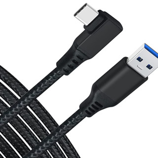 Dtech สายเคเบิลเชื่อมต่อไนล่อนถัก ความเร็วสูง 90 องศา เข้าได้กับ Oculus Quest 2 3M USB A เป็น USB C 3.0 20V 3A 5Gbps สําหรับ PC VR ชุดหูฟังเกม