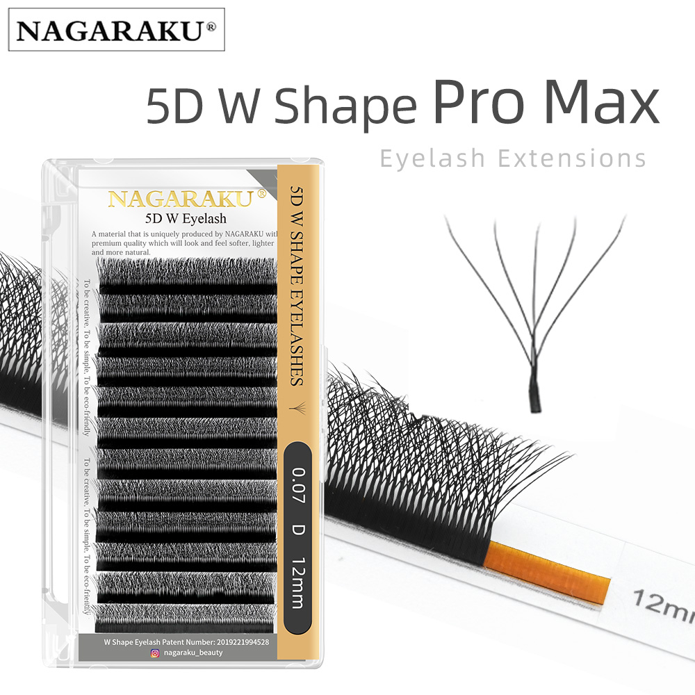 Nagaraku ขนตาปลอม 5D W Shape 5 ขนตา ต่อพวง ประหยัดเวลา เป็นมิตรกับผู้เริ่มต้น