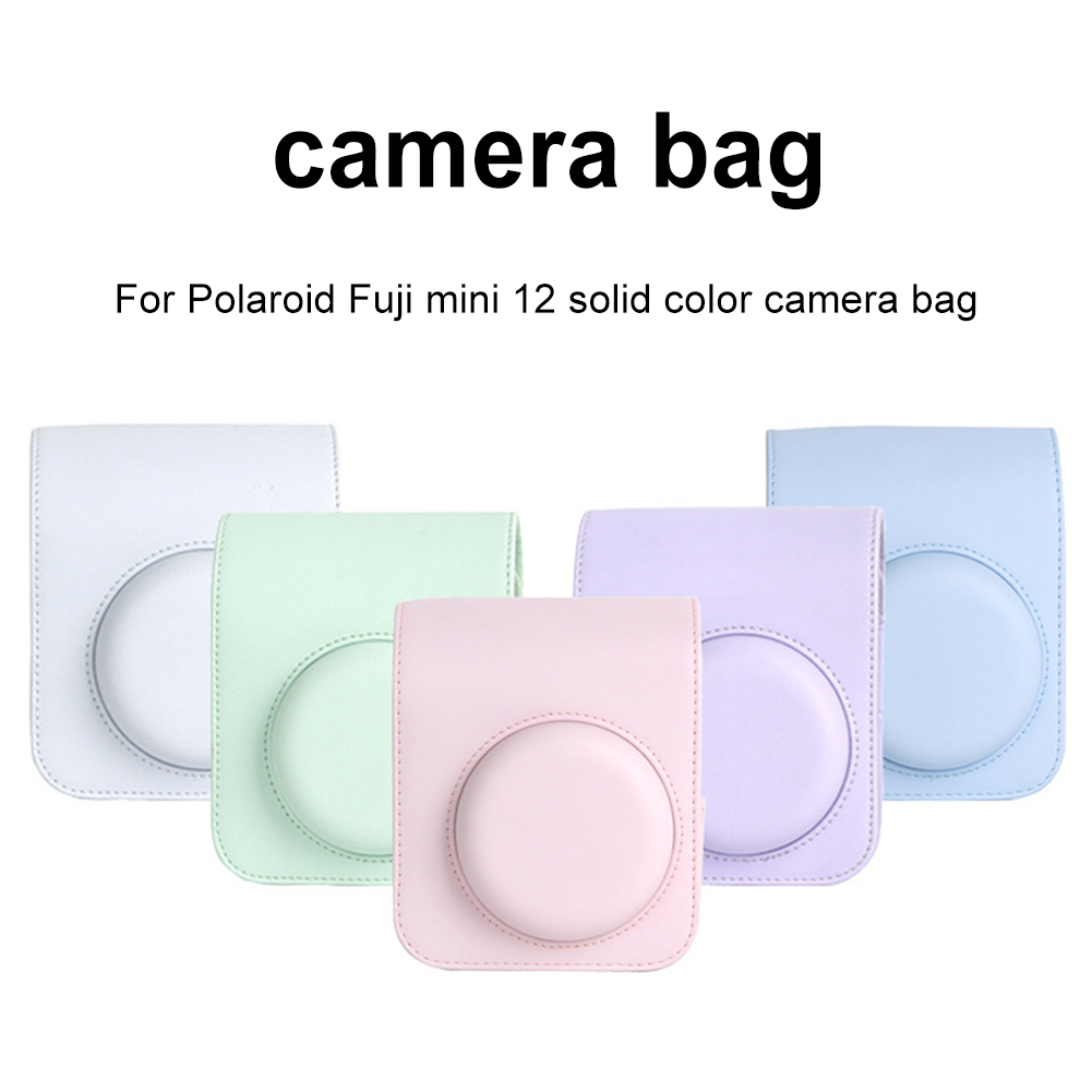 เคสหนัง PU พร้อมสายคล้องไหล่ สําหรับกล้อง Fujifilm Instax Mini 12