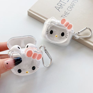 เคสหูฟังบลูทูธไร้สาย แบบซิลิโคนใส ลายเฮลโลคิตตี้ สําหรับ Airpods 3 2 1 pro pro2 1 2 3 pro pro2