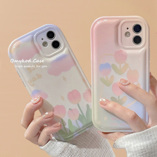 🌈Ready Stock🏆 OPPO A17 A3S  A94 A94 A54 A5 A9 2020 Reno 6 7 Pro romantic flowers Cute Air Cushion Phone Case phone case soft protective Back cover