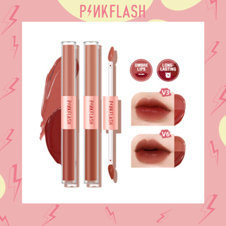 Pinkflash 2 in 1 ลิปสติก เนื้อแมตต์กํามะหยี่ สองหัว ติดทนนาน