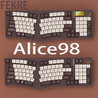 Feker Alice 98 ปุ่มกดสวิตช์ไฟ RGB ไร้สาย 3 โหมด พร้อมหน้าจอ ออกแบบตามสรีรศาสตร์