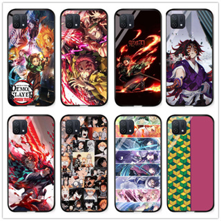 เคสโทรศัพท์มือถือกระจกนิรภัย แบบแข็ง กันกระแทก ลายการ์ตูนอนิเมะ Demon Slayer: Kimetsu No Yaiba สําหรับ Oppo A16 CPH2269 A16K