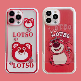 เคสป้องกันโทรศัพท์มือถือ ลายการ์ตูนหมีสตรอเบอร์รี่ สําหรับ iPhone14 13 12 11 Pro MAX