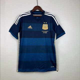 เสื้อกีฬาแขนสั้น ลายทีมชาติฟุตบอล Argentina AAA 2014 ชุดเยือน คุณภาพสูง สไตล์เรโทร