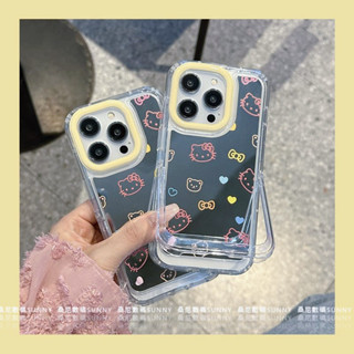 เคสโทรศัพท์มือถือกระจก กันกระแทก ลายการ์ตูนคิตตี้ พร้อมขาตั้ง สําหรับ iphone 15 14 13 12 pro max