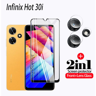 Infinix Hot 30i ฟิล์มกระจกนิรภัย แบบเต็มจอ ฟิล์มกระจกนิรภัย แบบเต็มจอ + ฟิล์มเลนส์กล้อง Infinix Hot 30 2in1