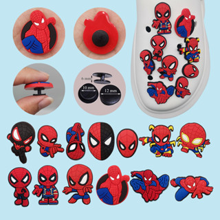 ขายดี อุปกรณ์เสริมรองเท้า ลายการ์ตูน Spider Man Jibbitz PVC สําหรับ Crocs