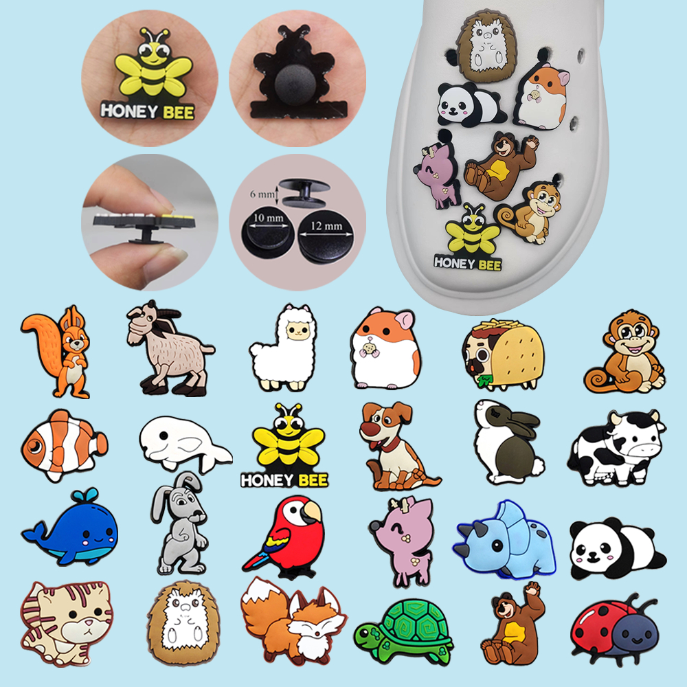 ตกแต่งรองเท้าสัตว์น่ารัก DIY รองเท้าแตะ Charms PVC อุปกรณ์เสริมสําหรับเด็ก