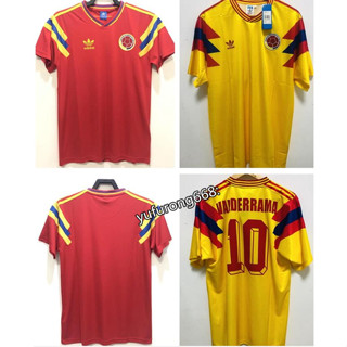 เสื้อกีฬาแขนสั้น ลายทีมชาติฟุตบอล Colombia Home 1990 ชุดเหย้า สไตล์เรโทร สําหรับผู้ชาย