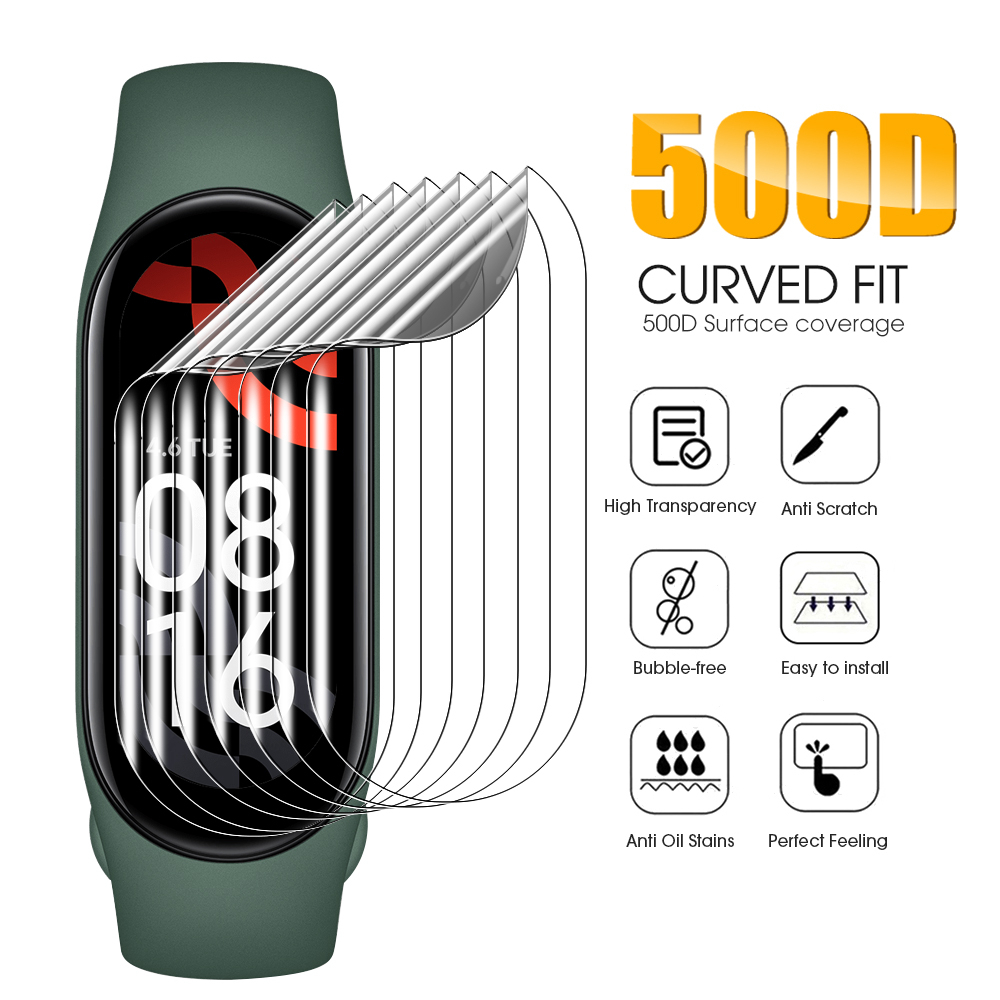 HD Hydrogel ฟิล์มป้องกันหน้าจอสําหรับ For Xiaomi Mi Band 10 9 8 7 6 5 4 3 คลุมทั้งหมดป้องกันฟิล์มสําหรับ for Xiaomi Smart Band 9 Pro / 8 Pro / 7 Pro